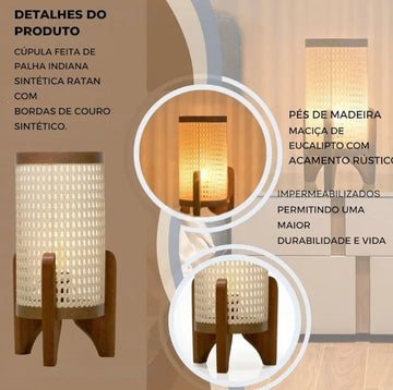 Par de Abajures Japoneses de Bambu
